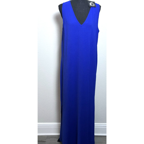 Franne Golde Women’s Royal Blue Santorini Airflow Maxi Dress Size (L) V Neck - Picture 7 of 16